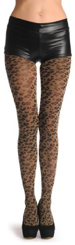 LissKiss Small Woven Beige Leopard 80 Den - Beige Strumpfhose Einheitsgroesse (34-42)