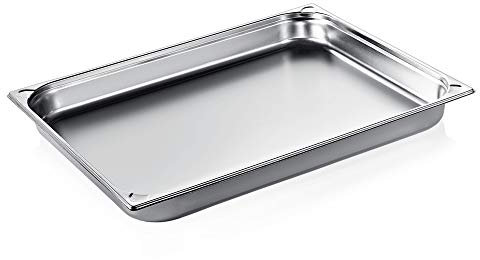 WAS 7621 065 Serie 76 Chromnickelstahl Gastronormbehälter mit Stapelrand, 2/1 GN, 18.5L, 650mm x 530mm x 65mm