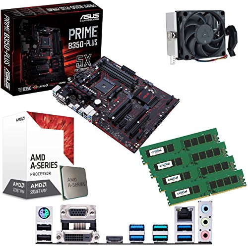 AMD Quad Core A8 9600 3.1Ghz CPU with Radeon R7, ASUS Prime B350-PLUS Motherboard & 32GB 2400Mhz Crucial DDR4 RAM Pre-Built Bundle