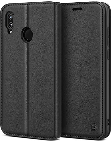 BEZ Funda para Huawei P20 Lite, Carcasa para Huawei P20 Lite Libro de Cuero con Tapa y Cartera, Cover Protectora con Ranura para Tarjetas y Billetera, Cierre Magnético, Negro