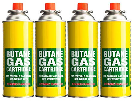 Green Habitats 4 Butane Gas Bottle Canisters for Weed Wand Blow Torch Cooker Camping Stove BBQ Heater