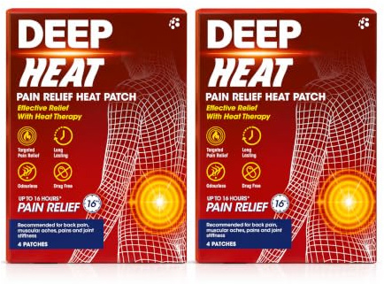 Deep Heat Pain Relief Heat Patches | Pain Relief with Heat Therapy | 4 Patches (Pack of 2)