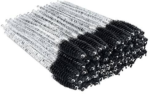 G2PLUS 300PCS Scovolini Ciglia：Pennello per Ciglia Monouso Nero,Scovolini Mascara Monouso con Manico in Cristallo,Applicatore Mascara per L'estensione Delle Ciglio,Accessori Trucco Occhi