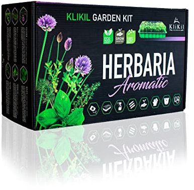 KliKil Kit de huerto urbano Herbaria Aromatic - Jardinera profesional con 6 variedades de semillas de hierbas aromáticas: crea tu propio jardín urbano. Regalo original para hombres y mujeres