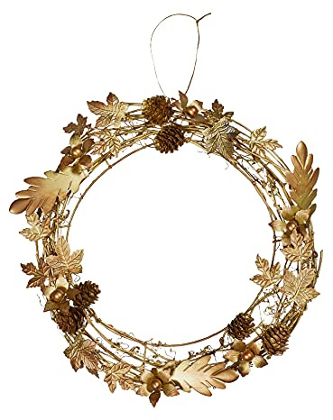 Lights4fun Gold Kranz Türkranz 33cm Herbstdeko Weihnachtsdeko modern Adventskranz