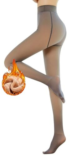 Rayson Medias Termicas Transparente para Mujer Invierno 300g Forro Polar Panty Termico Efecto Piel Talla Grand Gruesa Media Calzas con Pelo por Dentro(Café,S-M)