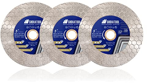 SHDIATOOL Diamant-Sägeblatt Fliesen-Trennscheibe Rad 125mm Hexagon Form für Schneiden und Schleifen Porzellan Fliesen Granit Marmor Keramik Mauerwerk, 3pcs