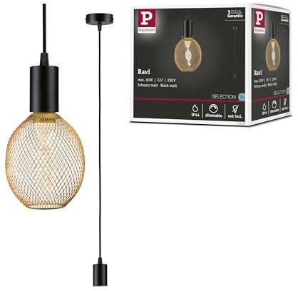 Paulmann 71136 Pendelleuchte Ravi IP44 E27 max. 60W Schwarz matt Pendel ohne Leuchtmittel