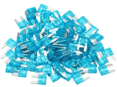Partuto 100 Pezzi per Mini Fusibili Universali per Auto Stile Lama APM/ATM da 15A - Protezione da Corto Circuito - Auto, Barca, Camion, SUV, RV - Plastica Metallo Blu