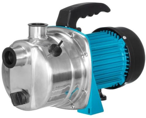 BAKAJI Pompa da Giardino in Acciaio Inox per Irrigazione, Potenza 800 Watt, Portata Massima 3200 l/h, Elettropompa Pressione Massima 4 bar e Cavo da 1.2 Metri, Ideale per Pozzi, Serbatoi, Irrigare