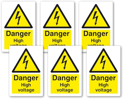 6no. Danger High Voltage Stickers - Health and Safety Sign Electrical - 40mm x 60mm