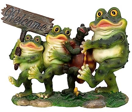 KAIXIAOH Gartenstatuen, Outdoor-Dekor, Harz-Froschfiguren, Gartenskulpturen, Willkommensschild-Dekor, schöner Frosch für den Hausgarten, Hof