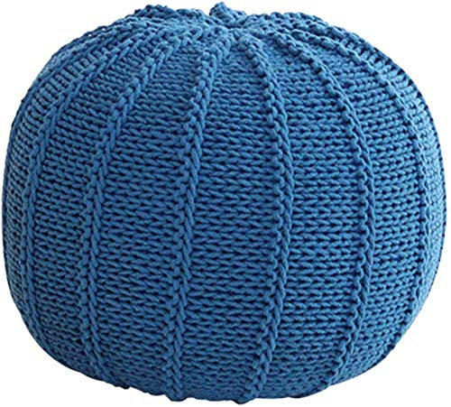 Puf otomano Redondo Tejido a Mano, otomanos de Suelo de Cuerda Trenzada de algodón Estilo Cable, reposapiés de Asiento cómodo