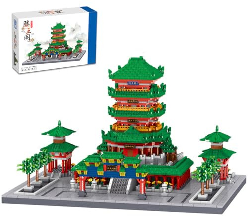 NUOJIAYING Chinesische Architektur-Bausteine, 4237 Klemmbausteine Tengwang-Pavillon Chinesische Alte Berühmte Architektur Modular Gebäude, Bausteine Modell Set für Kinder und Erwachsene
