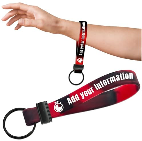 Coregiftr Individuell einstellbarer Silikon-Schlüsselanhänger-Personalisierte Armbänder, personalisierte Armbänder mit Text für Schule, Bürobedarf（Schwarz）