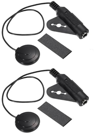 QUARKZMAN Pack von 2 Kontakt Gitarren Tonabnehmer Mikrofon Schwarz Kopf | Akustischer Tonabnehmer Selbstklebend, für Gitarre Ukulele Violine Cello Harfe