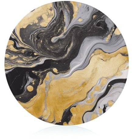 Schneideblock, schwarz, goldener Marmor, Tinte, Glas, Schneidebretter, runde Schneidematte, tragbare Schneidematten für Küchenbedarf, leicht zu reinigen