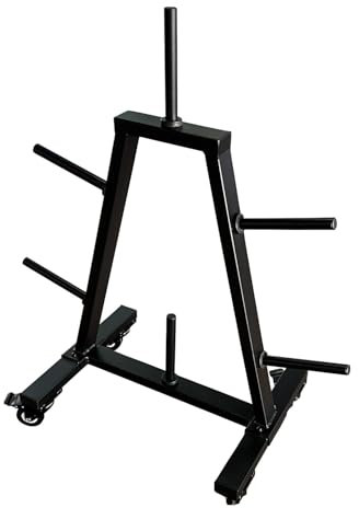 Sport-Thieme Hantelscheiben Ablageständer 10 kg | Platzsparend mit 6 Ablage-Dornen | Für Gewichtsscheiben | Stahl | Mit Rollen feststellbar | 63x46x107 cm | 100 kg belastbar