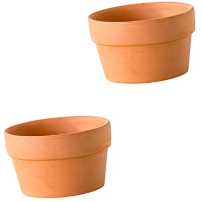 FUNOMOCYA 2 Stücke Terrakotta-Topf Mit Abflussloch Für Kakteentöpfe Flache Sukkulenten-töpfe Aus Ton Für Bonsai-pflanztopf Und Kleine Pflanzgefäße Für Zimmerpflanzen
