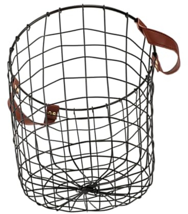 SUPVOX Panier Rond Fil de Fer pour Chauffage avec Poignée Design Vintage pour Rangement de Linge ou Décoration Rustique