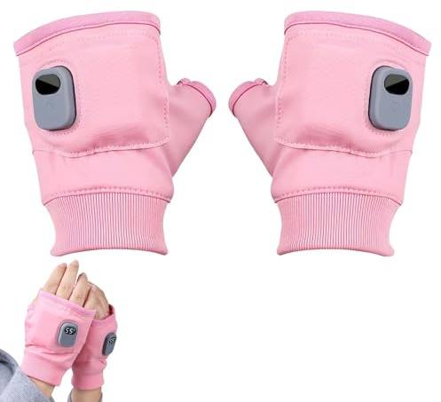 Eznaobo Beheizte Arbeitshandschuhe, elektrische Handschuhe für Damen, 3 Geschwindigkeiten, verstellbar, beheizte Handschuhe, wiederaufladbar, fingerlos, beheizte Handschuhe, Halbfinger-Handschuhe,