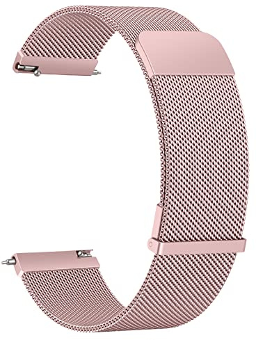 AK Bracelet de Montre 20mm 22mm pour Montre connectée, Smartwatch universelle Métal Acier Maille Bracelets de rechange de à libération Rapide pour Homme Femme (Rose, 22mm)