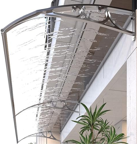 Aluminium Silver Grey Front Door Glass Canopy with Polycarbonate Board 60 * 60CM