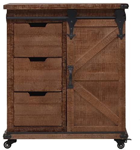 HETFTJN Mobile Cucina Salvaspazio Madia Soggiorno Moderna Credenza Vintage Vetrina Espositiva - Mobiletto in Legno Massello di Abete 64x33,5x75 cm Marrone per Sala Studio Camera Da Letto Soggiorno