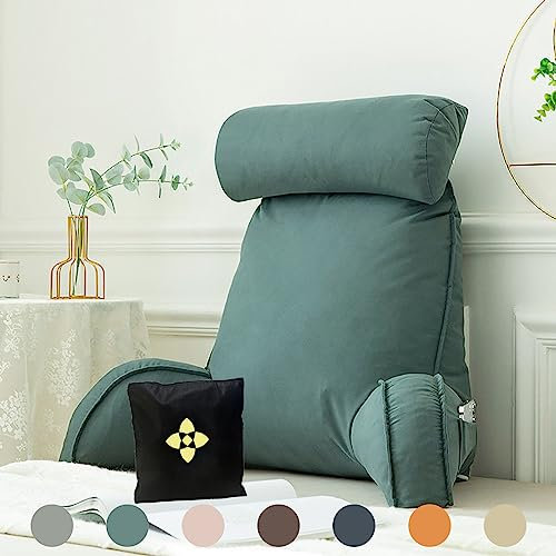 Extra großes Lesekissen mit Nacken-/Schulterstütze und abwaschbaren Bezügen, ergonomisches Rückenkissen und Lendenstützung, zum Spielen, Lesen, Entspannen, Fernsehen, ideal für