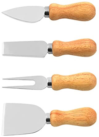 FUNNETOYU 2sätze Edelstahl Käsemesser Mit Holzgriff Teiliges Multi-funktions Käse Pizza Und Backen Küchenwerkzeuge Für Partys Und Dinner-tische