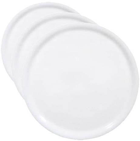 HENDI Plato de pizza redondo, plato para servir pizza, porcelana, motivo: unicolor, apto para el microondas y el lavavajillas, ⌀330 mm, blanco (Paquete de 3)