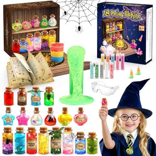 Pociones Magicas Niñas, Kit Manualidades Niños 6 7 8 9 10 Años Pocimas Juguetes 18 Botellas Caja Misteriosa Retro, Creative Juego Educativo Navidad Cumpleaño Regalo, Magic Quimicefa Experimento