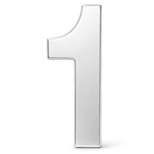Topolenashop Numero Civico Adesivo 1 da Esterno 75 mm in Acciaio Inox Satinato Argento – Numero Autoadesivo per Porta, Muro, Citofono e Cassetta Postale
