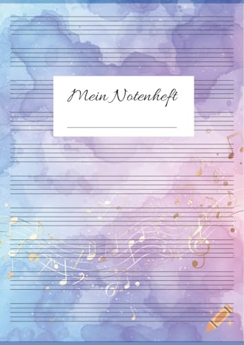 Mein Notenheft: Leere Musik-Notenblätter A4, Lineatur 14, großer Zeilenabstand, 100 Seiten mit 10 Notenlinien, ideal für Kinder und Anfänger