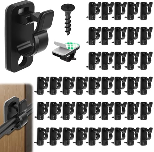 60pcs String Light Clips Screw-In Hooks with Adhesive for Garden Lights | for Weatherproof Cable Hangers Clips Hanging Fairy Lights for Christmas New Year Holiday Party Patio Wall Fence Decoration