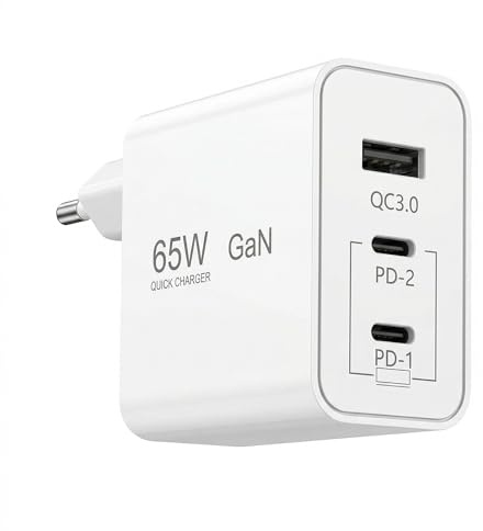USB C Ladegerät, PD 65W USB C Netzteil GaN Schnellladegerät Multi Charging Station Adapter Desktop-Lader für MacBook Pro/Air, iPhone, iPad Pro, Samsung, Laptop