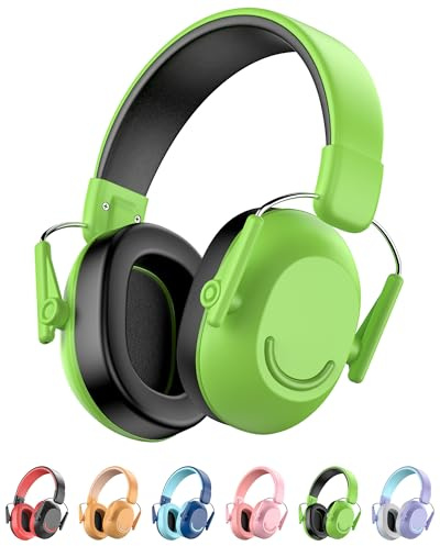 Link Dream Cascos Antiruido Niños, Cascos Insonorizacion para Estudiar 30dB SNR, Protección Auditiva Niños Cascos Insonorizados para Autistas, Viajes, Conciertos, Fuegos, Verde, 1 Pieza