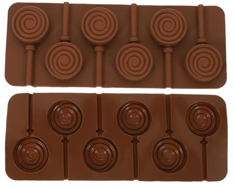 TOVINANNA Lot de 2 Moules à Bonbons en Silicone Chocolat Moule à Sucettes 6 Cavités Ustensile de Cuisson pour Biscuits et Desserts Facile à Démouler Pâtisserie Maison
