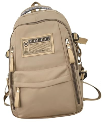 Mochila multiusos de nailon de alta capacidad para viajes y estudiantes, organizada áreas de almacenamiento para libros escolares, mochila de día con gran capacidad, caqui