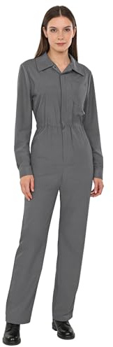 Nyeemya Arbeitsoverall Damen Lang Ganzkörper Jumpsuit Langarm Reverskragen Hosenanzug Arbeitshose Latzhose Einteiler Schutzanzug Arbeitskleidung