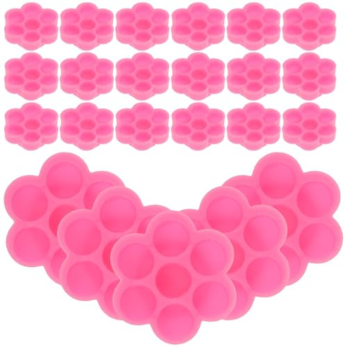 OSALADI Pot de Colle pour Faux Cils 200 Pièces, Support Porte-gobelet Rose en Résine Époxy Motif Fleur, pour Extensions de Cils et Nail Art, Accessoire Professionnel Esthétique