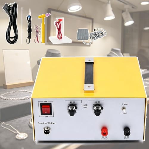 Máquina de soldadura por puntos portátil, con pedal de acción de grifo y regulación de potencia, for soldadura de oro macizo, aluminio, joyería y metales(80A)