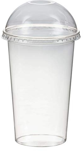 1-PACK Smoothiesbecher + Domdeckel mit Öffnung 400 ml, Ø 95mm, PET, glasklar, 50 Stück