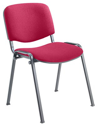 Office Hippo Heavy Duty Meeting Chair, Versatile & Robust Stackable Reception Chair, Office or Conference Chair With Strong Frame & Padded Durable Seat, Up To 115kg Weight - Claret Red/Black, Single