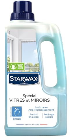 Starwax - Detergente per vetri, anti-impronte, con alcol, 1L
