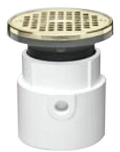 Oatey 72199 PVC Hub Base General Purpose Drain with 6-Inch CHR Grate and Round Ring, 4-Inch