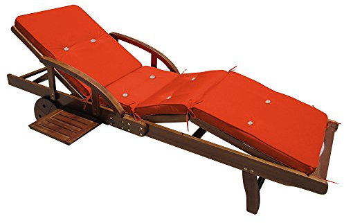 Detex® Cojin Tumbona Jardín Almohada Exterior Acolchado 5cm Colchoneta 195x55x5cm Terraza Patio Naranja