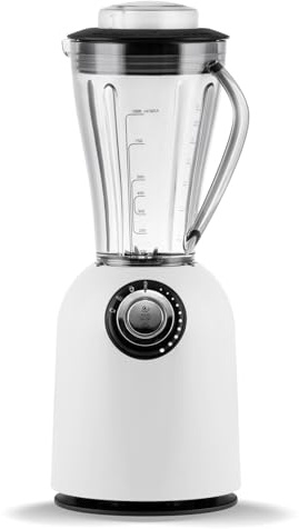 bianco di puro Hochleistungsmixer Attivo bis 24.500 U/Min Smoothie Maker inkl. Sport-To-Go Mixbecher, 3 Mixprogramme, 10 Mixstufen, 6 Edelstahlklingen, Stopfer, 1L Tritan-Kunststoff, BPA-frei (Weiss)