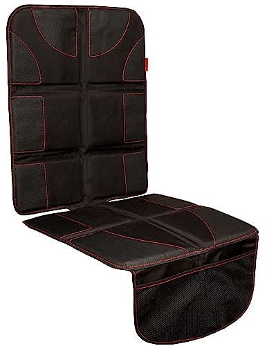 Lusso Gear Universal Autositzschoner - Dick Gepolsterte wasserdichte Leder & Stoff Kindersitzunterlage und Haustier Sitzschutz Auto - 2 Netztaschen - Anti-Rutsch Rückseite - Ohne Aufdruck (Rot)