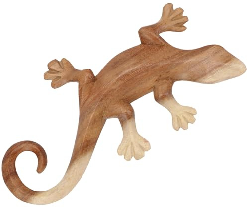 Geschnitztes Wandbild Deko Wandrelief Gecko Holz, groß (22*11*2,5 cm) | Handgeschnitzter Wandschmuck, traditionell balinesisch, Unikat, individuelle Maserung, einzigartiges Design.